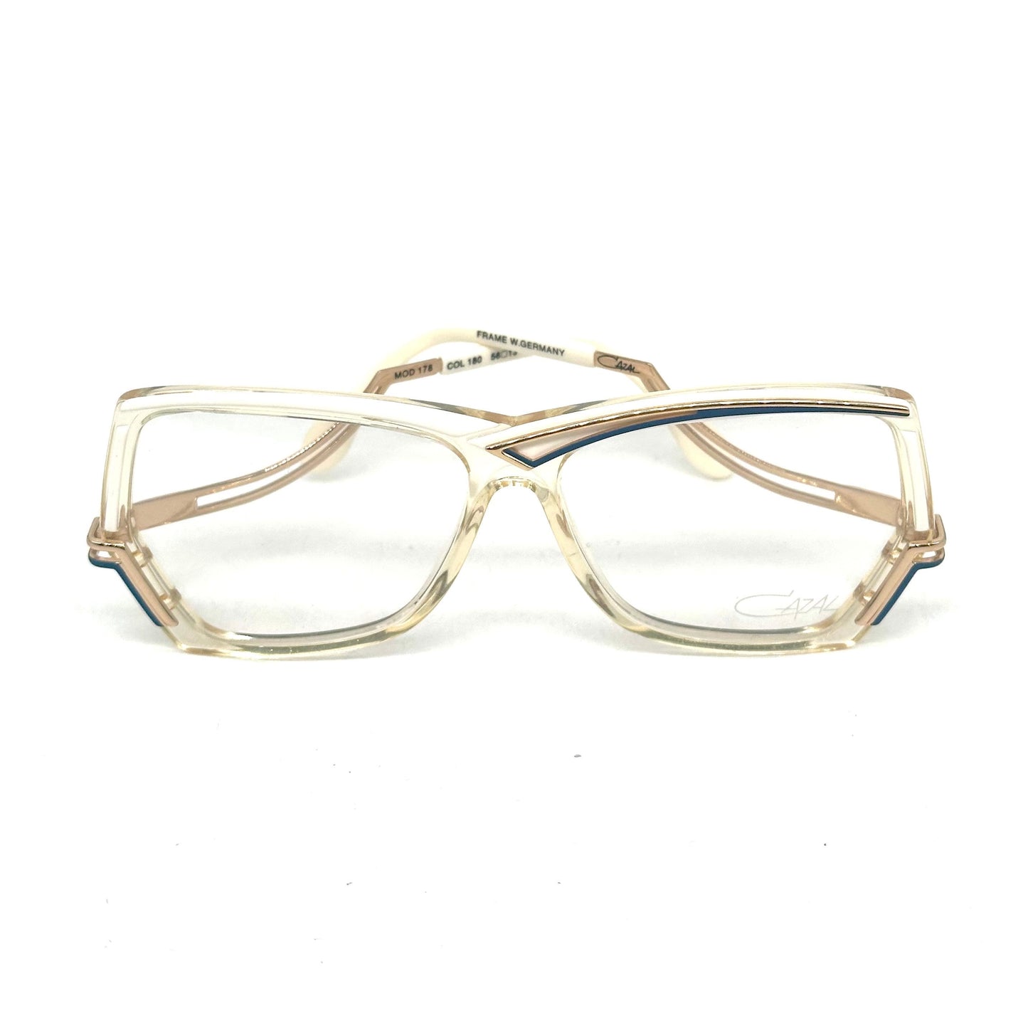 Cazal 178 collectors’ square oversized eyeglasses w asymmetrical details, NOS 80s W. Germany