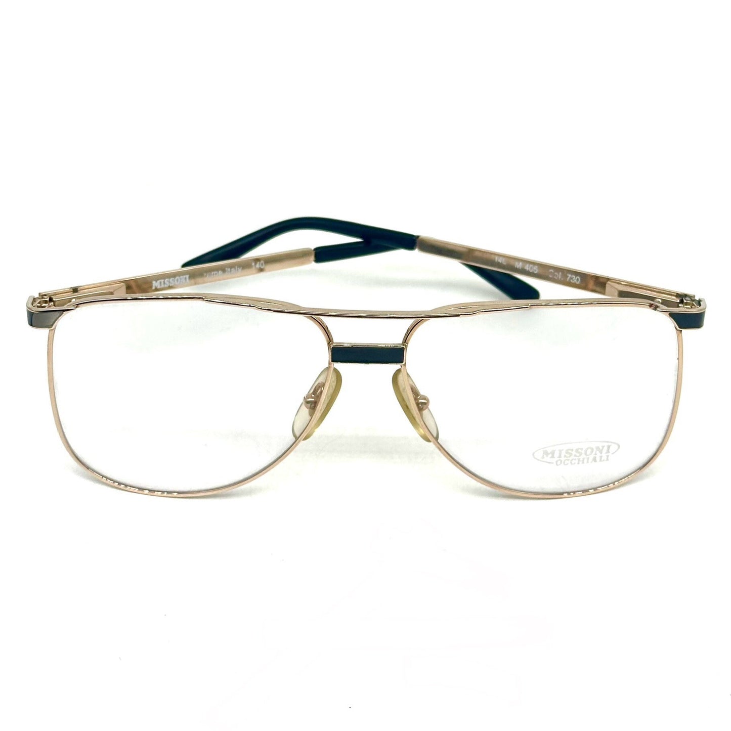 Missoni M405 gold square aviator eyeglasses made in Italy, 90s NoS