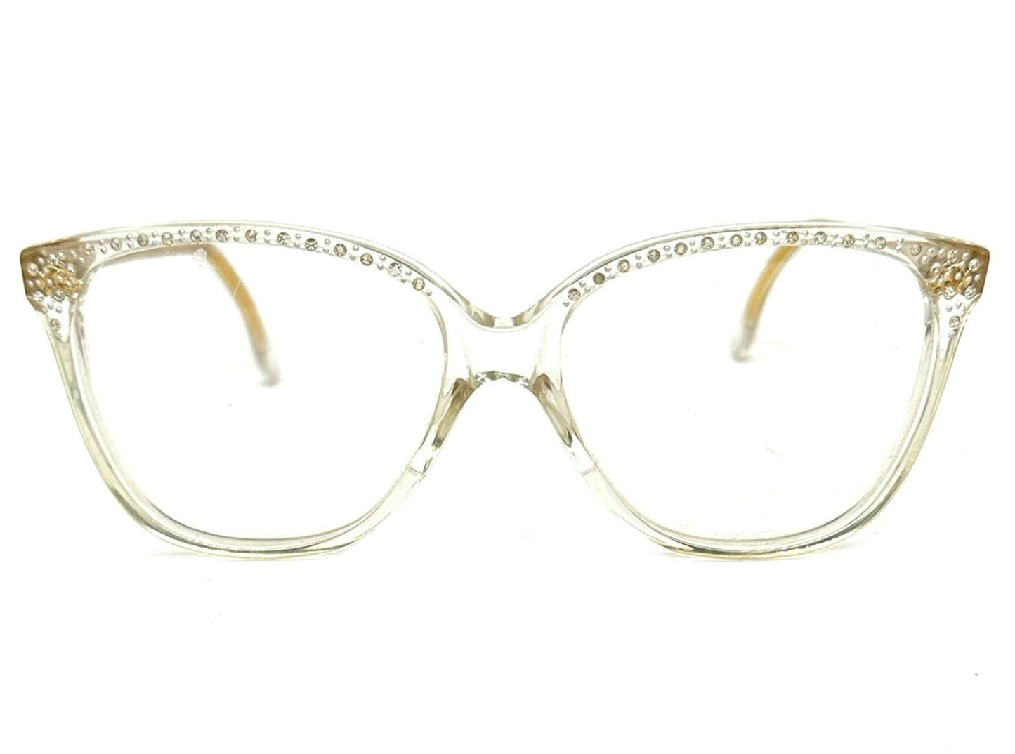 Nouvelle 14 crystal clear frames w rhinestones browline , NOS 80s Italy