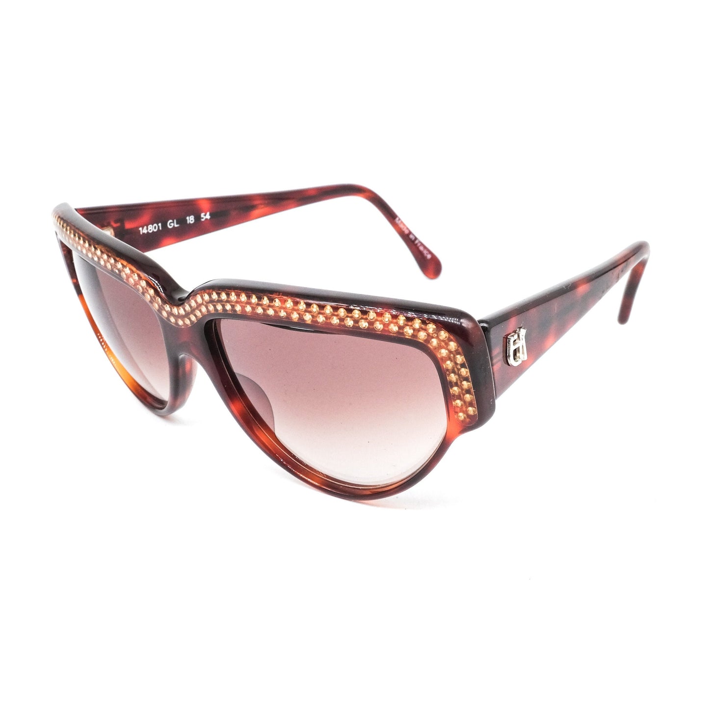 Emmanuelle Khanh 14801 vintage artistic cateye sunglasses in brown cellulose acetate Made in France