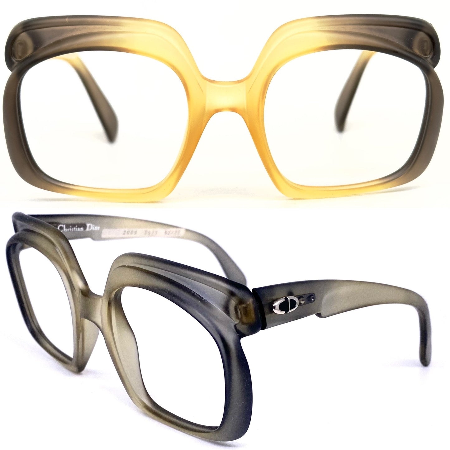 Christian Dior 1970s square oversized eyeglasses/sunglasses frames, 2 colorways, Optyl Austria