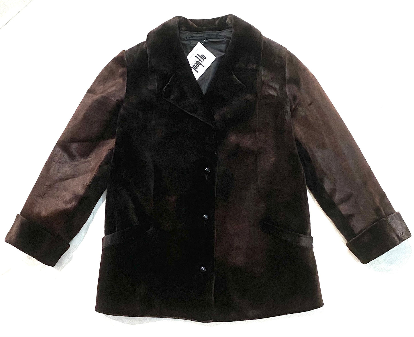 Lapeco Milan sheared mink dark brown fur coat 1960s, mint