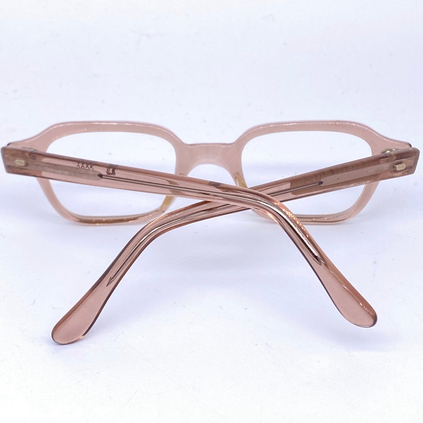 Röhm 1940s translucent pink square/rectangular  kids glasses frames, NOS in 3 sizes.
