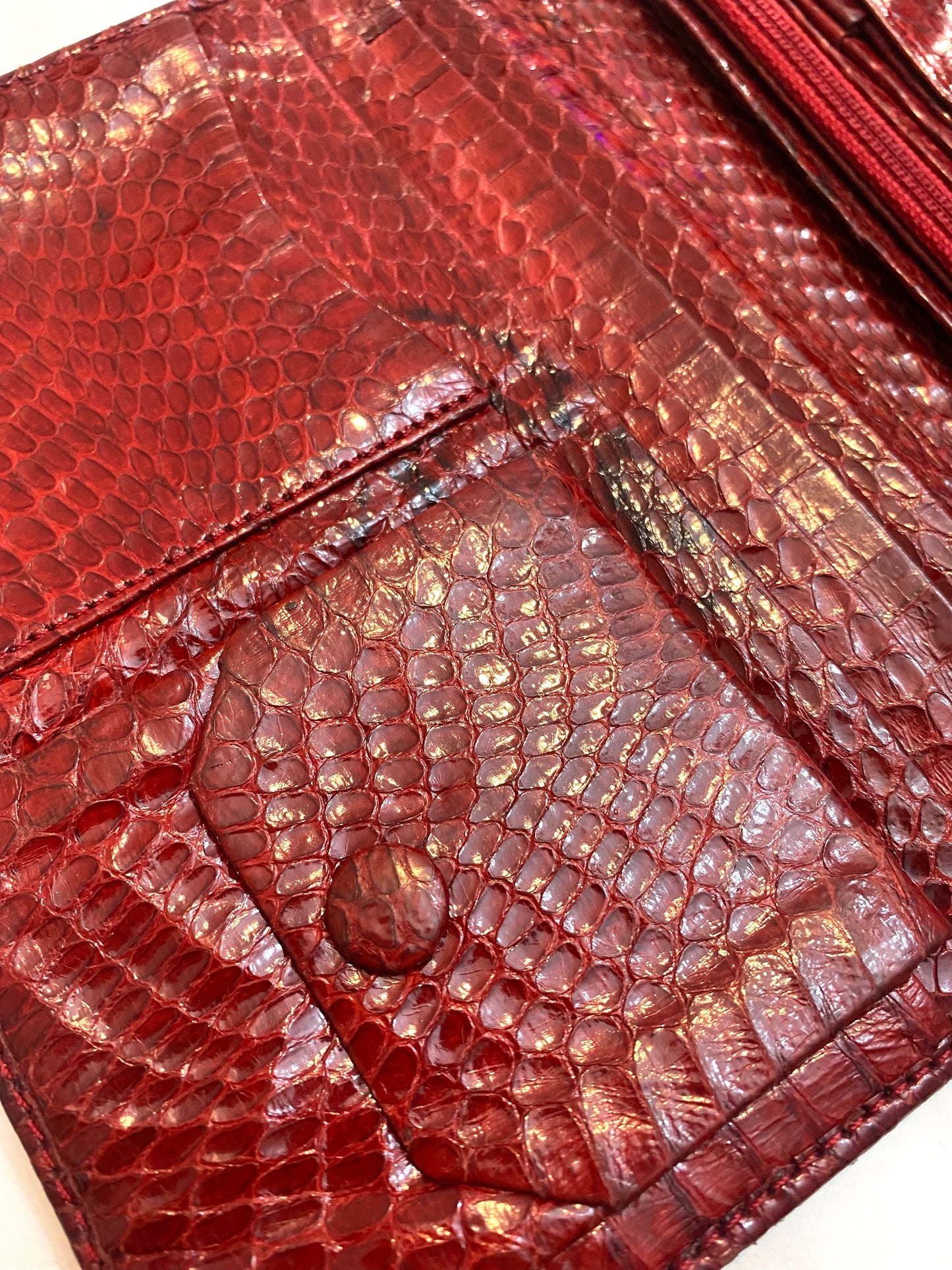 Snake leather ladies wallet with detachable checks holder, 2 colors , 1980s NOS Italy