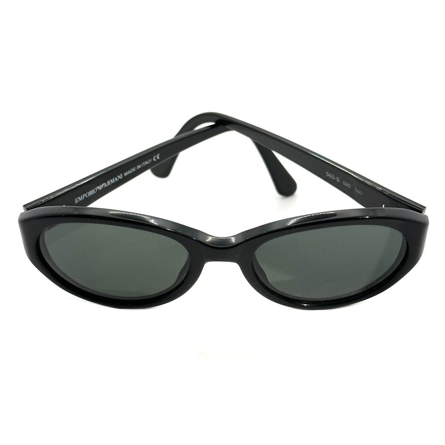 Emporio Armani 560-S oval sunglasses black with silver eagle logo minimal