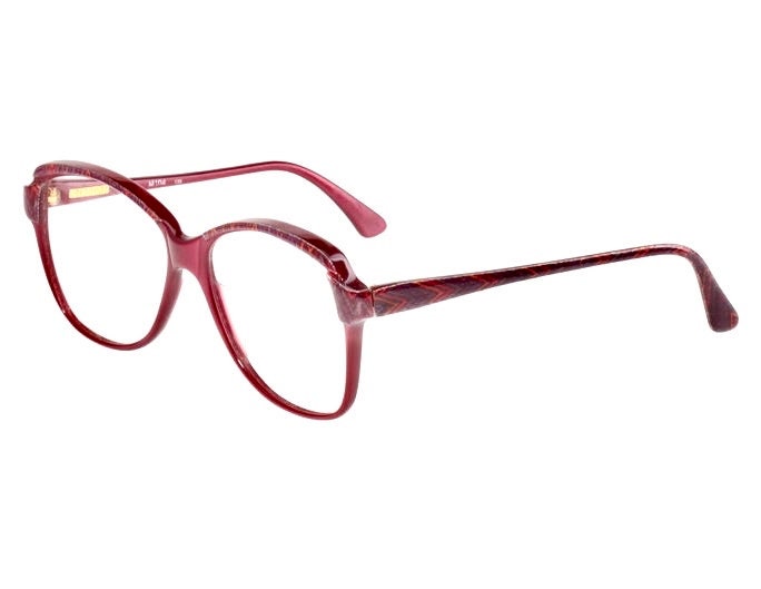 Missoni M104 oversized burgundy eyeglasses frames w real zigzag knit fabric inserts, Nos 80s Italy