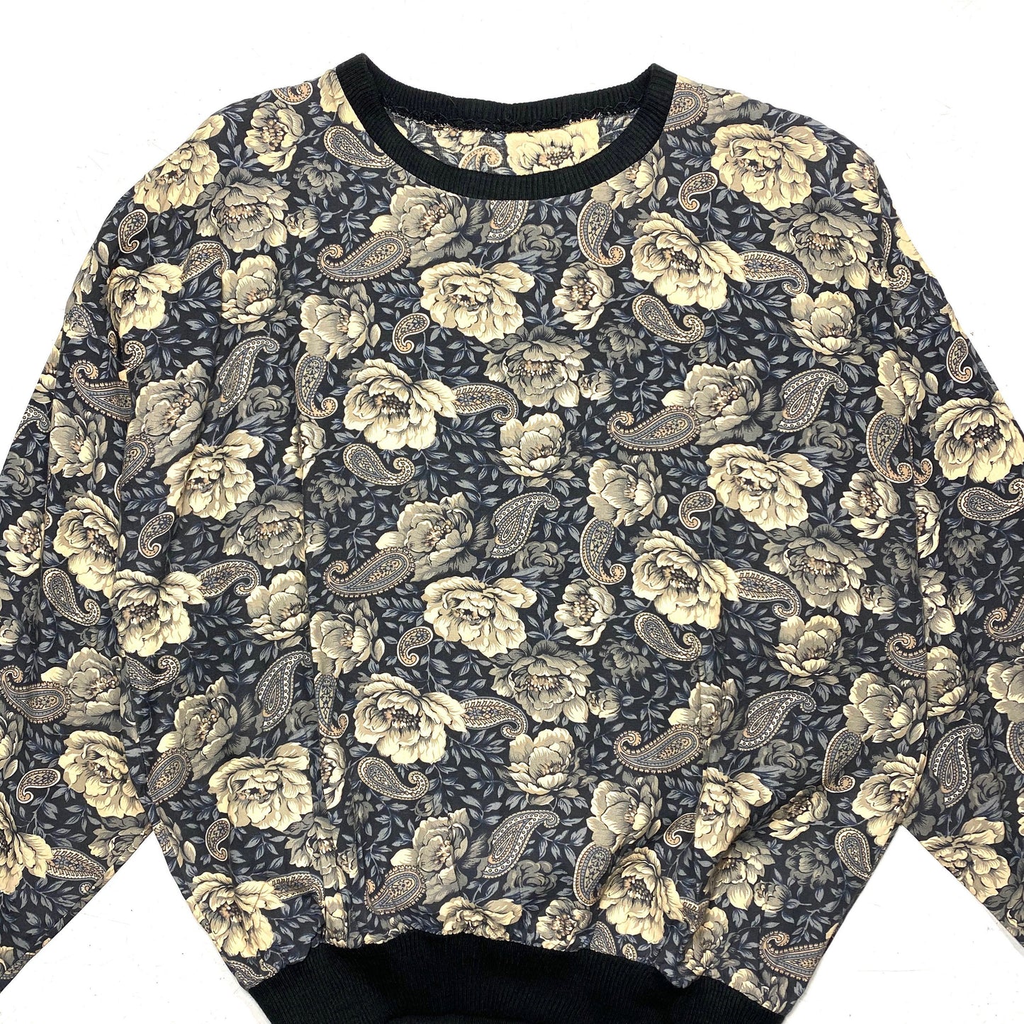 Cute handmade shirt fabric floral/paisley allover ladies crewneck sweatshirt, great condition
