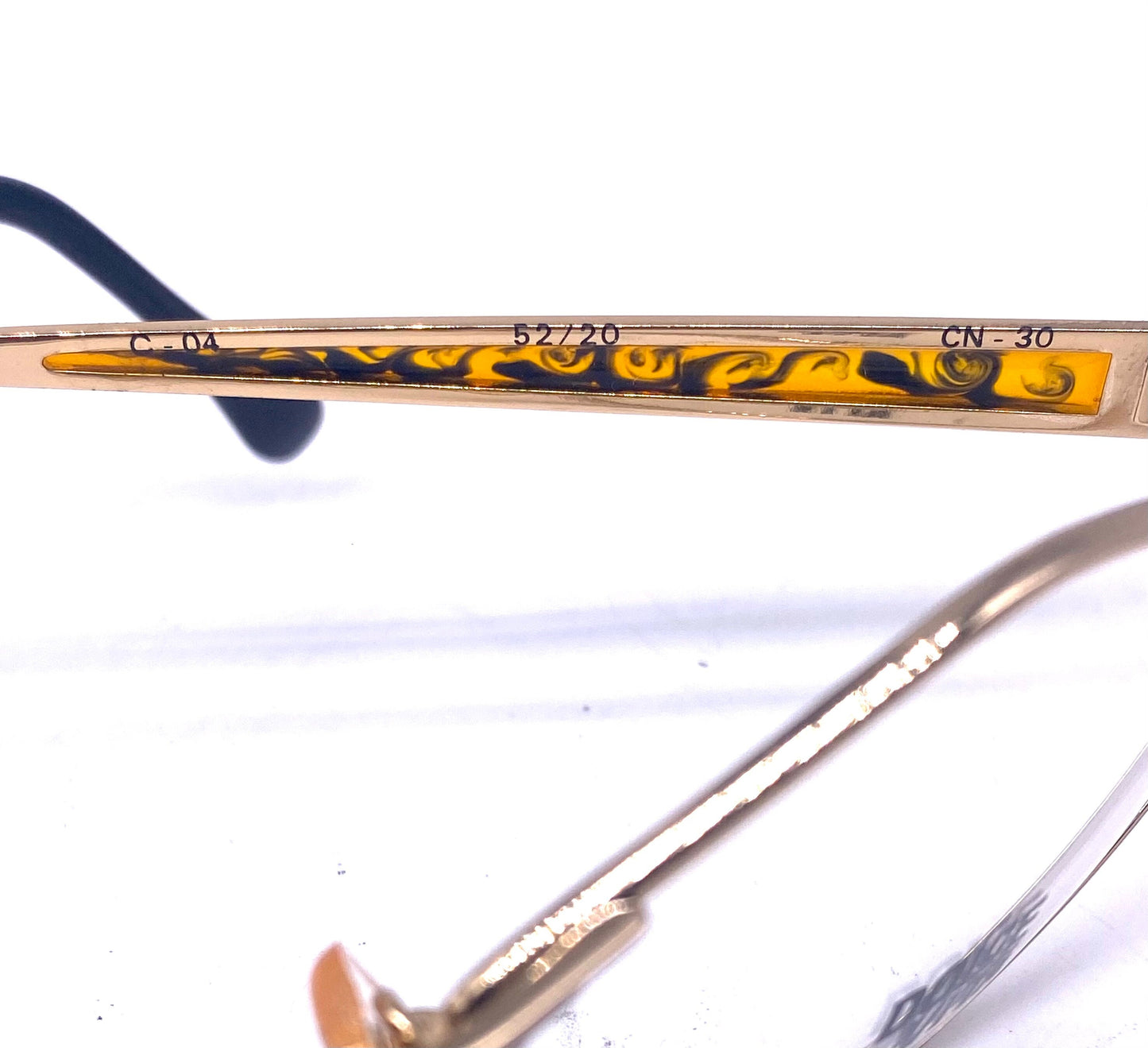 Dolcevita rare hexagonal gold frames w amber translucent inserts by Casanova, Italy 80s NOS