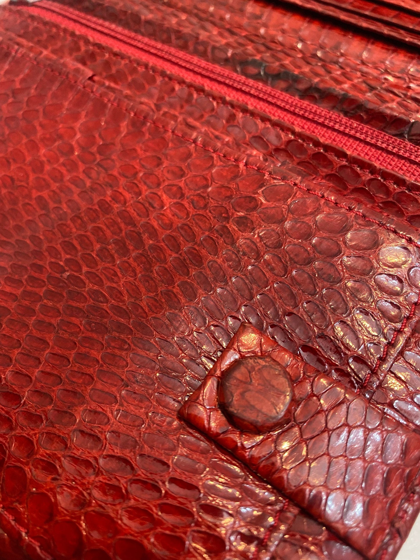 Snake leather ladies wallet with detachable checks holder, 2 colors , 1980s NOS Italy