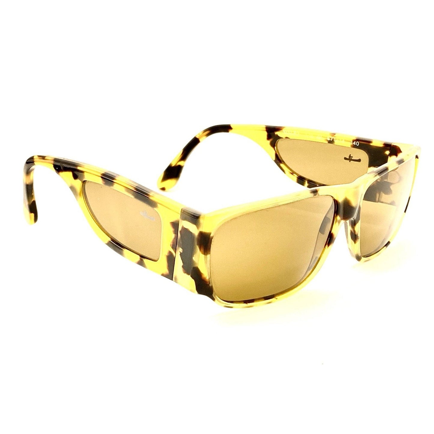 Occhiali da sole Sisley squadrati con visiera laterale, tartaruga chiaro con lenti marroni, anni '80 NOS