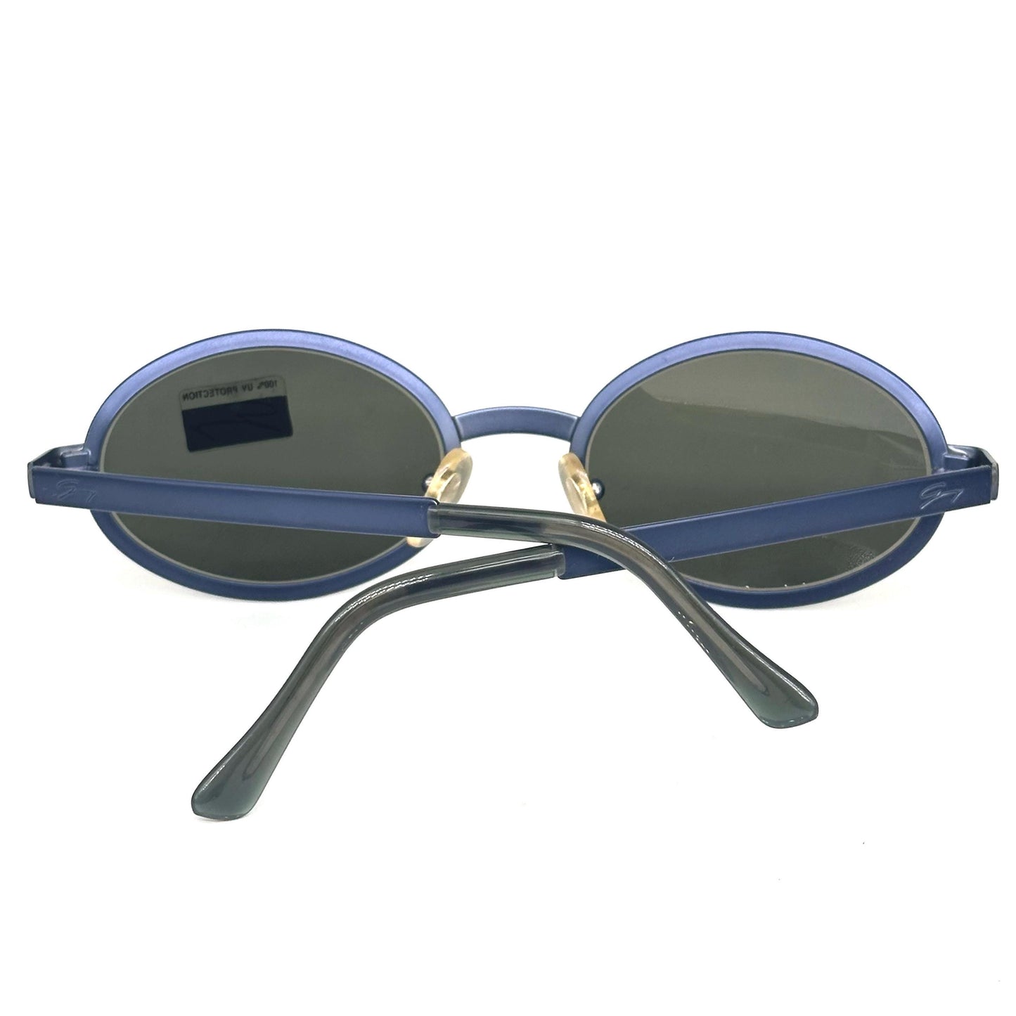 Genny 621-S metallic blue oval sunglasses made in Italy 90s NOS