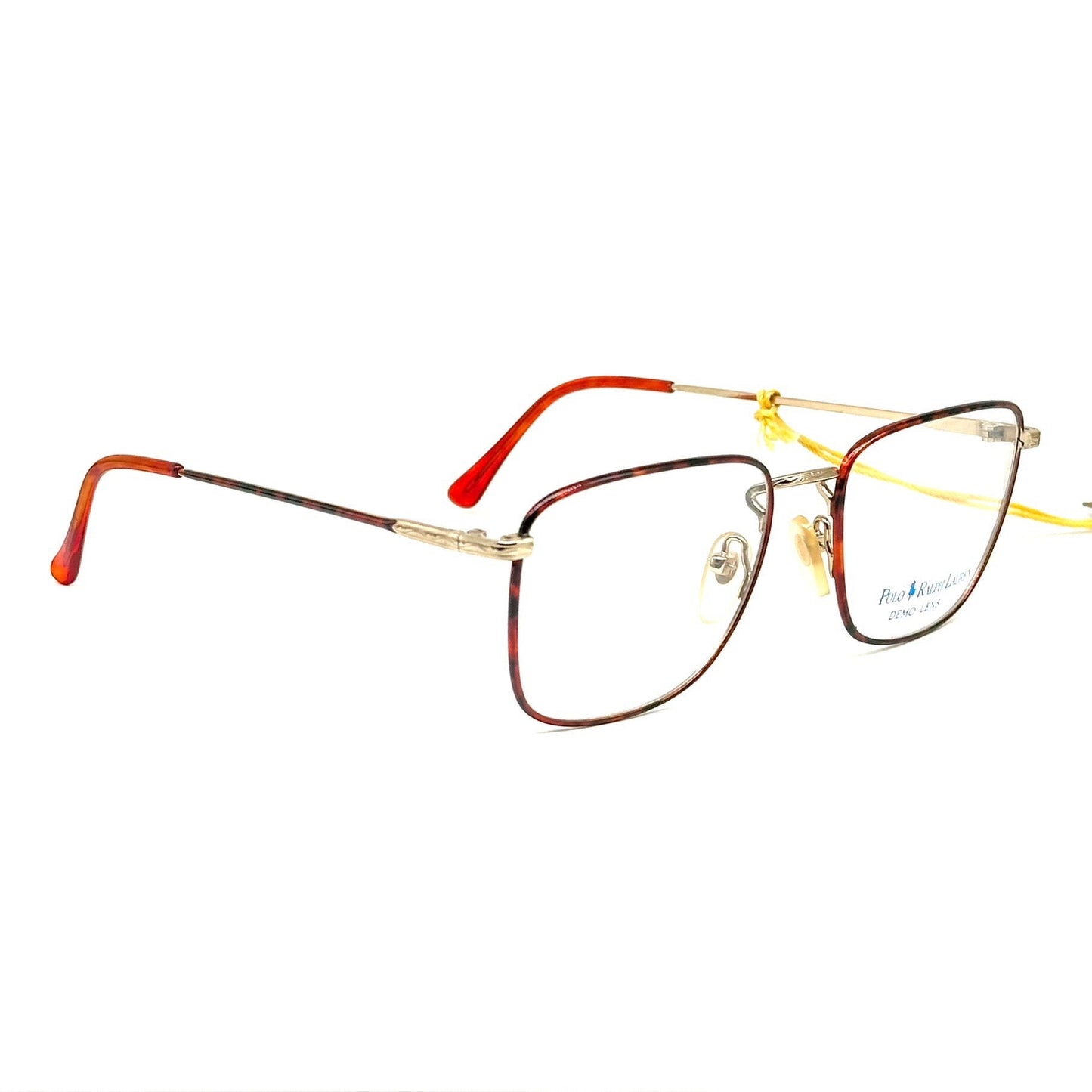 Ralph Lauren Classic XV square golden metal frames w tortoise coated rims, NOS 80s Mint