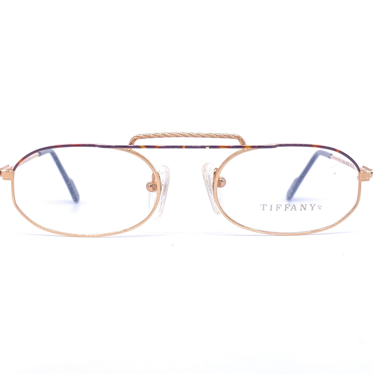 Tiffany T44 oval reading eyeglasses frames, 23k Gold filled, made in Italy 1980s NOS