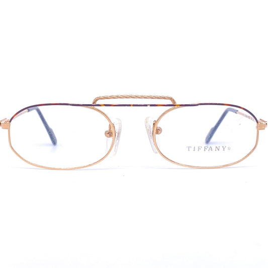 Tiffany T44 oval reading eyeglasses frames, 23k Gold filled, made in Italy 1980s NOS