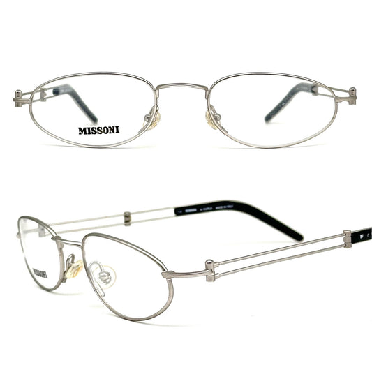 Missoni M445 silver eyeglasses sleek metal flat oval frames made in Italy 80sNOs