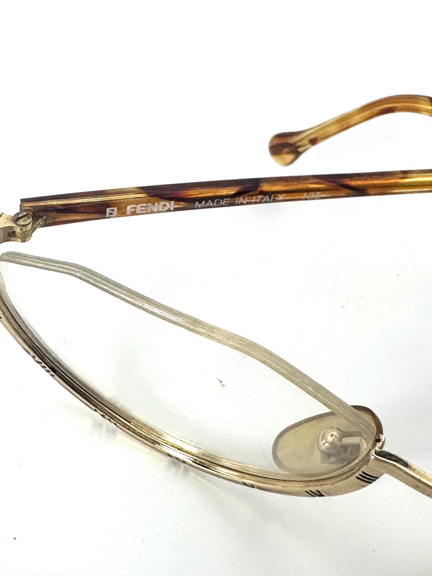 Fendi FV178 fancy golden eyeglasses frames w carved roman numerals , NOS 80s Italy