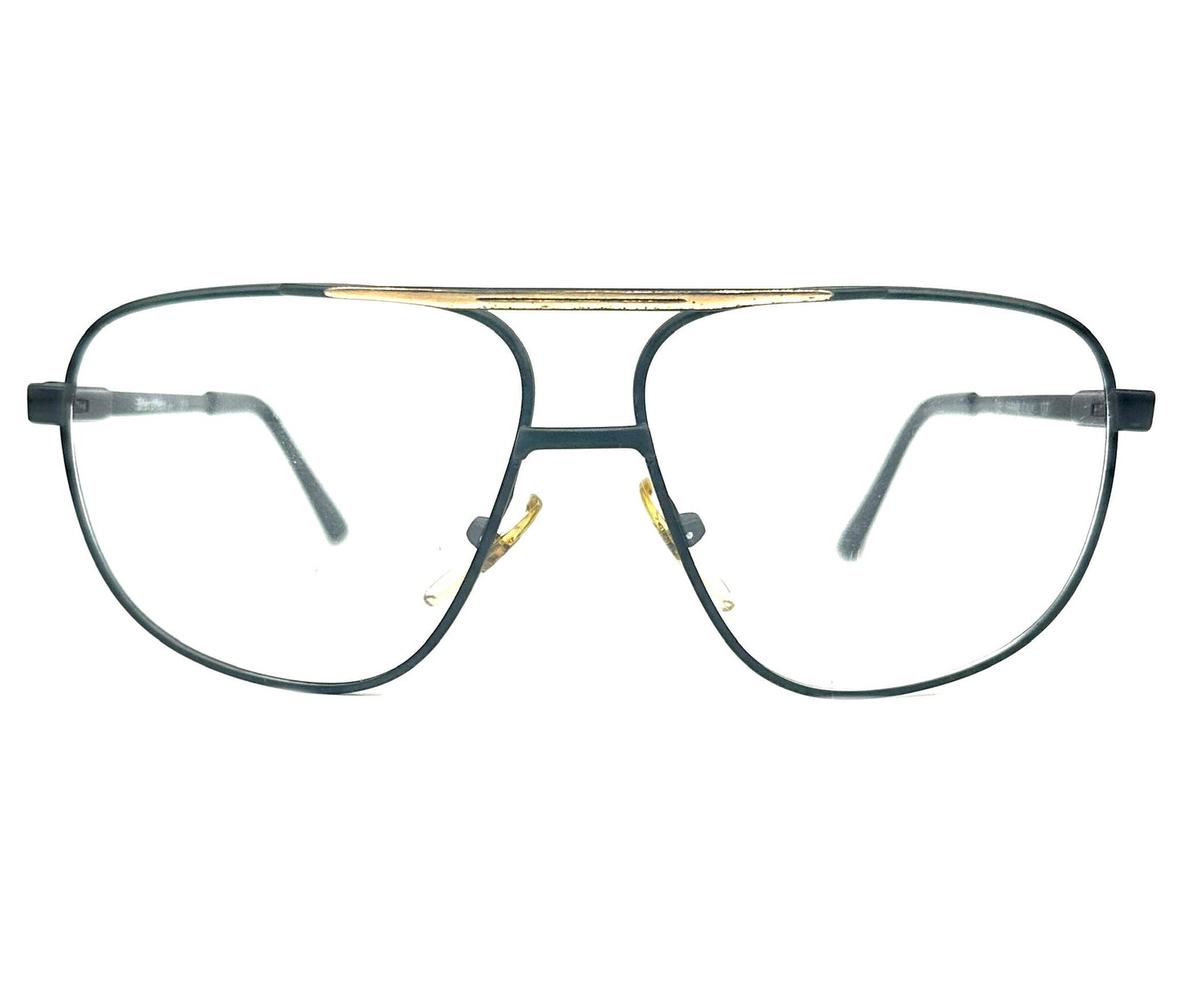 Sferoflex Turbo 679 matte black aviator eyeglasses frames with golden dbl bridge and embossed branding, NoS 80s
