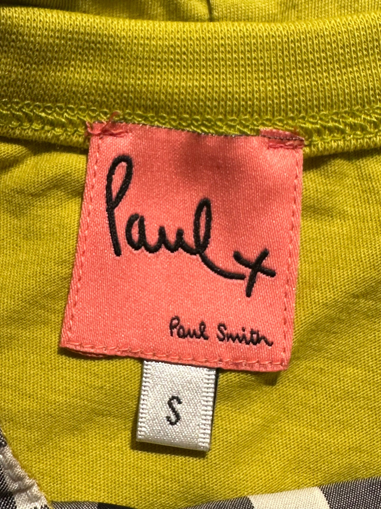 Paul Smith cute b/w checkered t-shirt w acid green sides size S