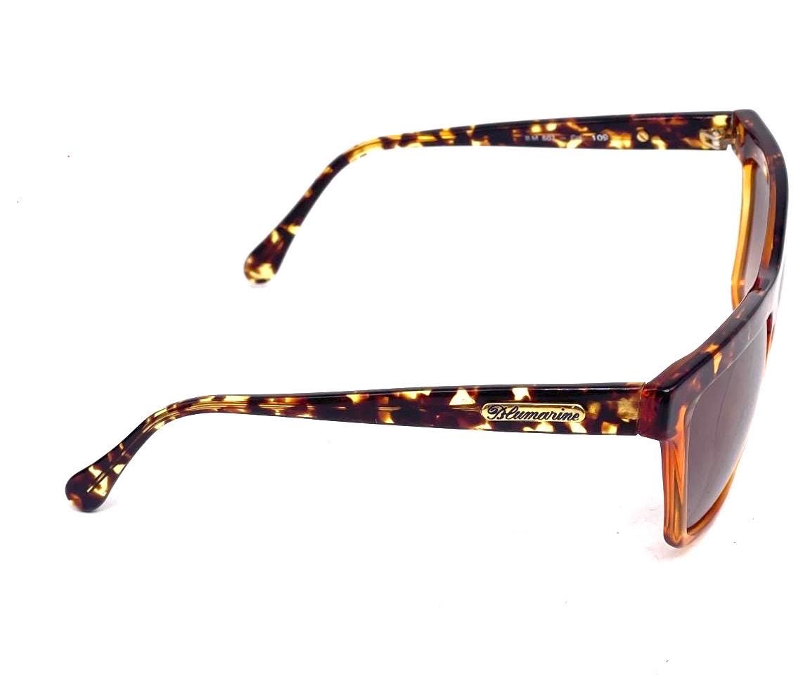 Bluemarine bicolor tortoise-cola cateye oversize sunglasses hand made Italy 90s NOS