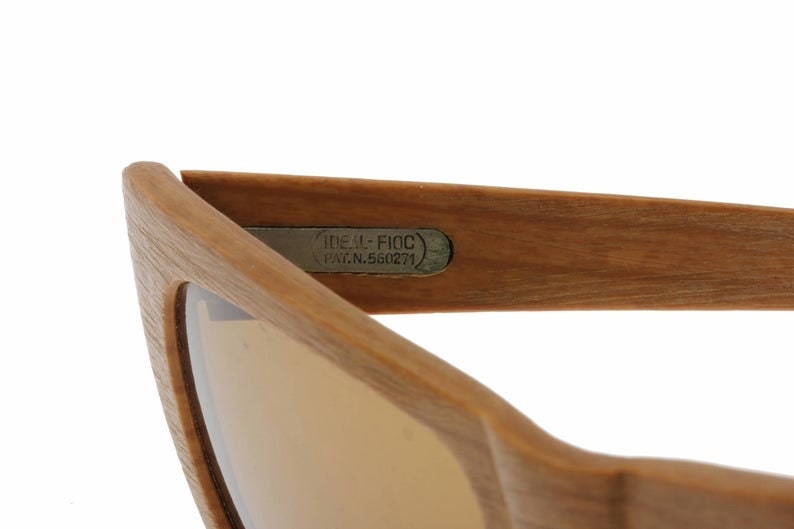 Fioc 1950s wooden effect cateye sunglasses made in Italy, New old stock in mint condition