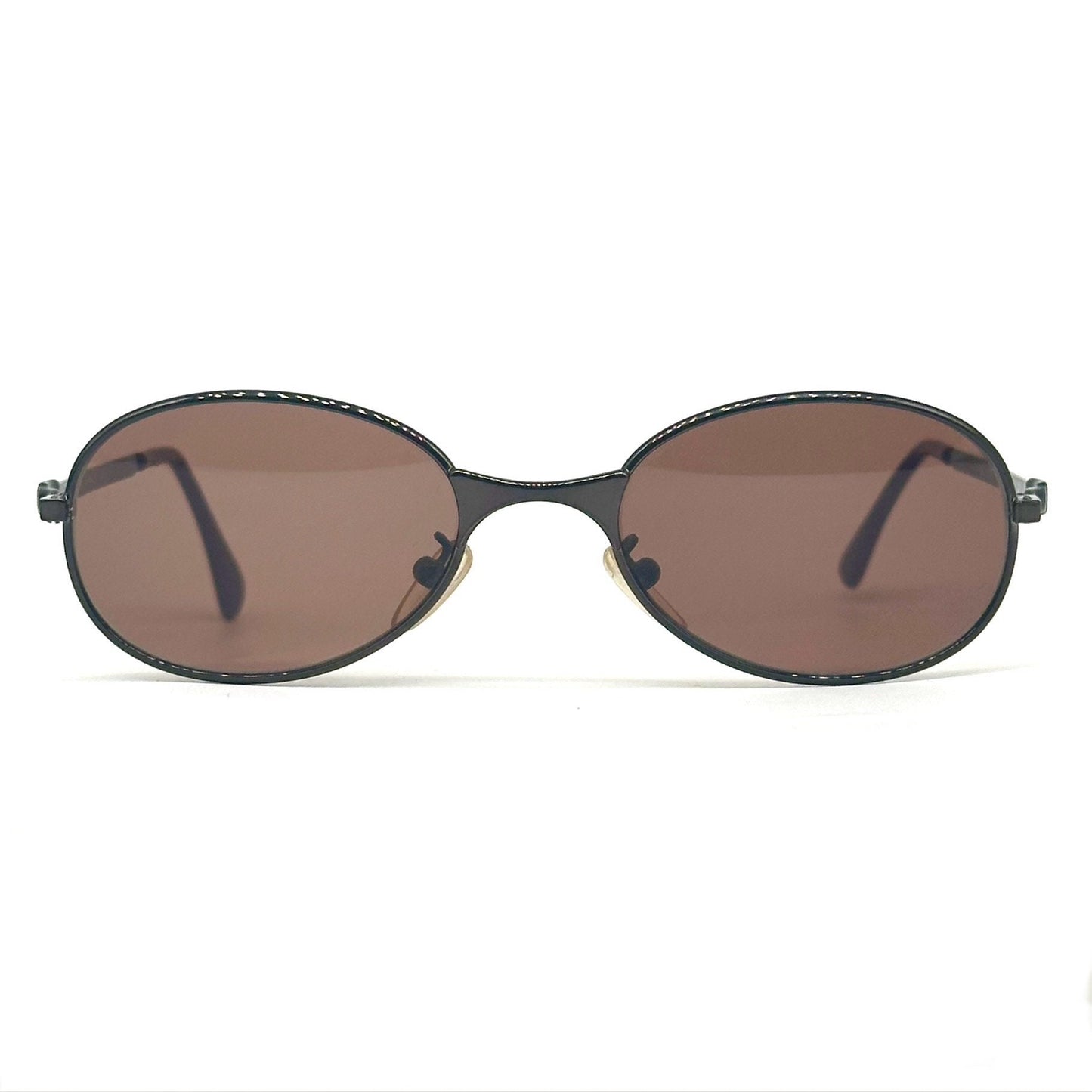 Calvin Klein 2004 gunmetal oval shaped sunglasses made in Italy, 90s NoS