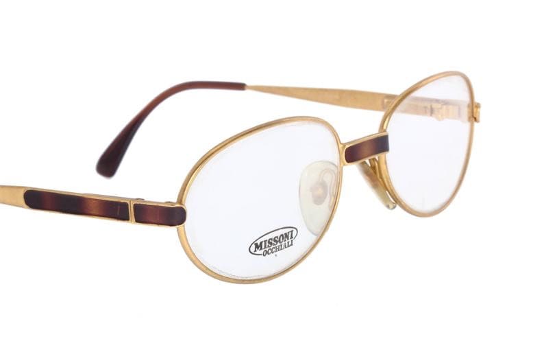Missoni classy oval Matt gold frames with tortoise enameled details, 80s NOS Italy
