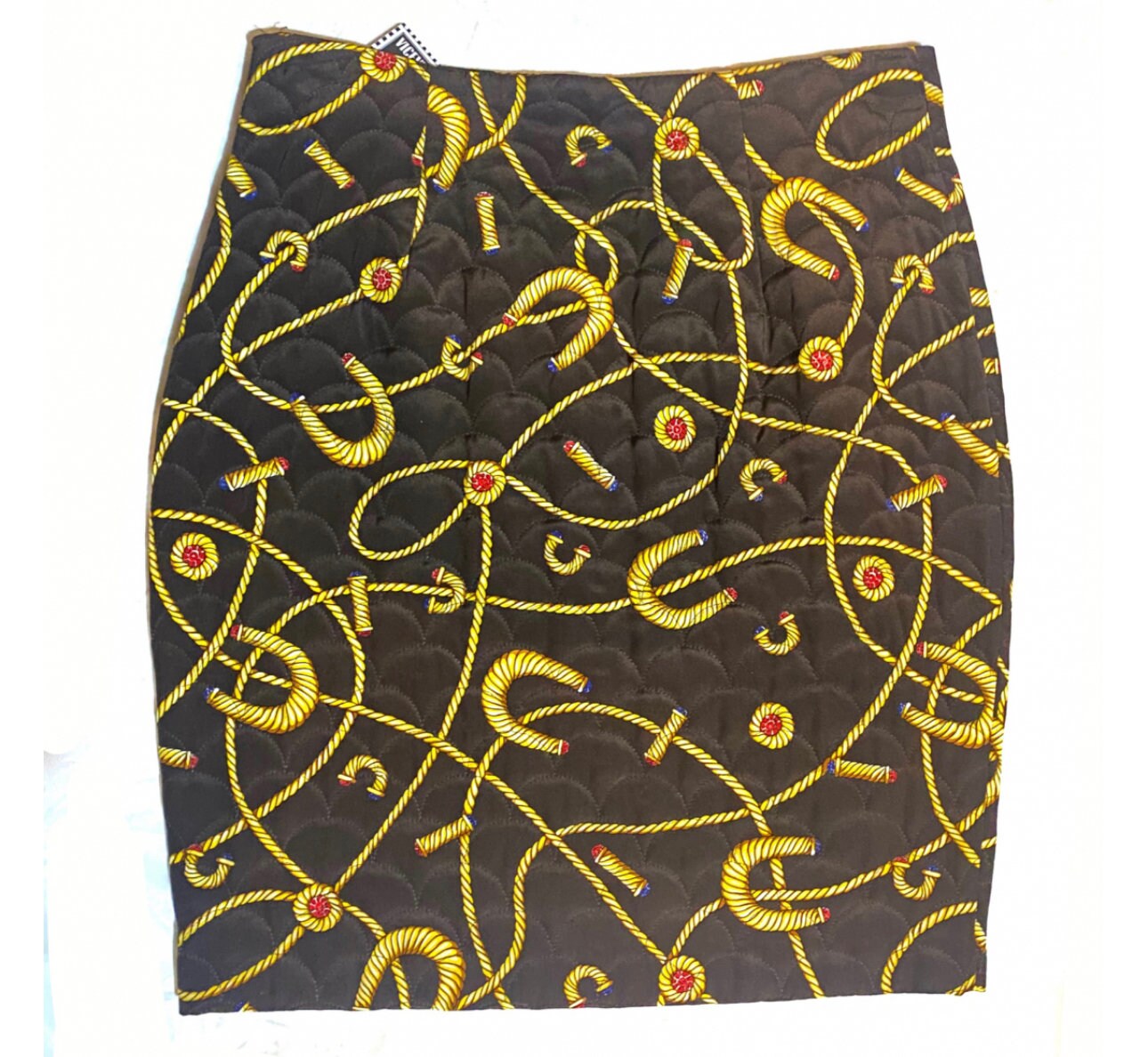 Sambucari baroque brown pure silk baroque allover ropes/ horseshoe skirt, NOS 80s Italy