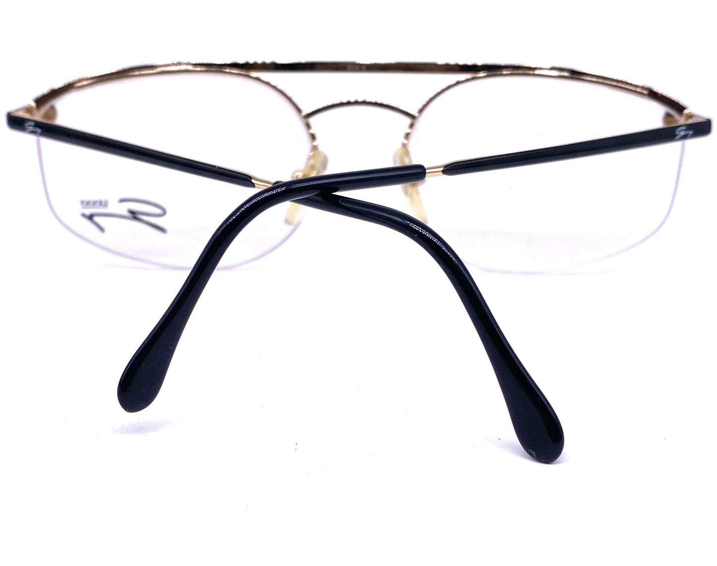 Genny 518 oval flat top rimless eyeglasses frames hand made in Italy, coolest minimalist design 1980s NoS