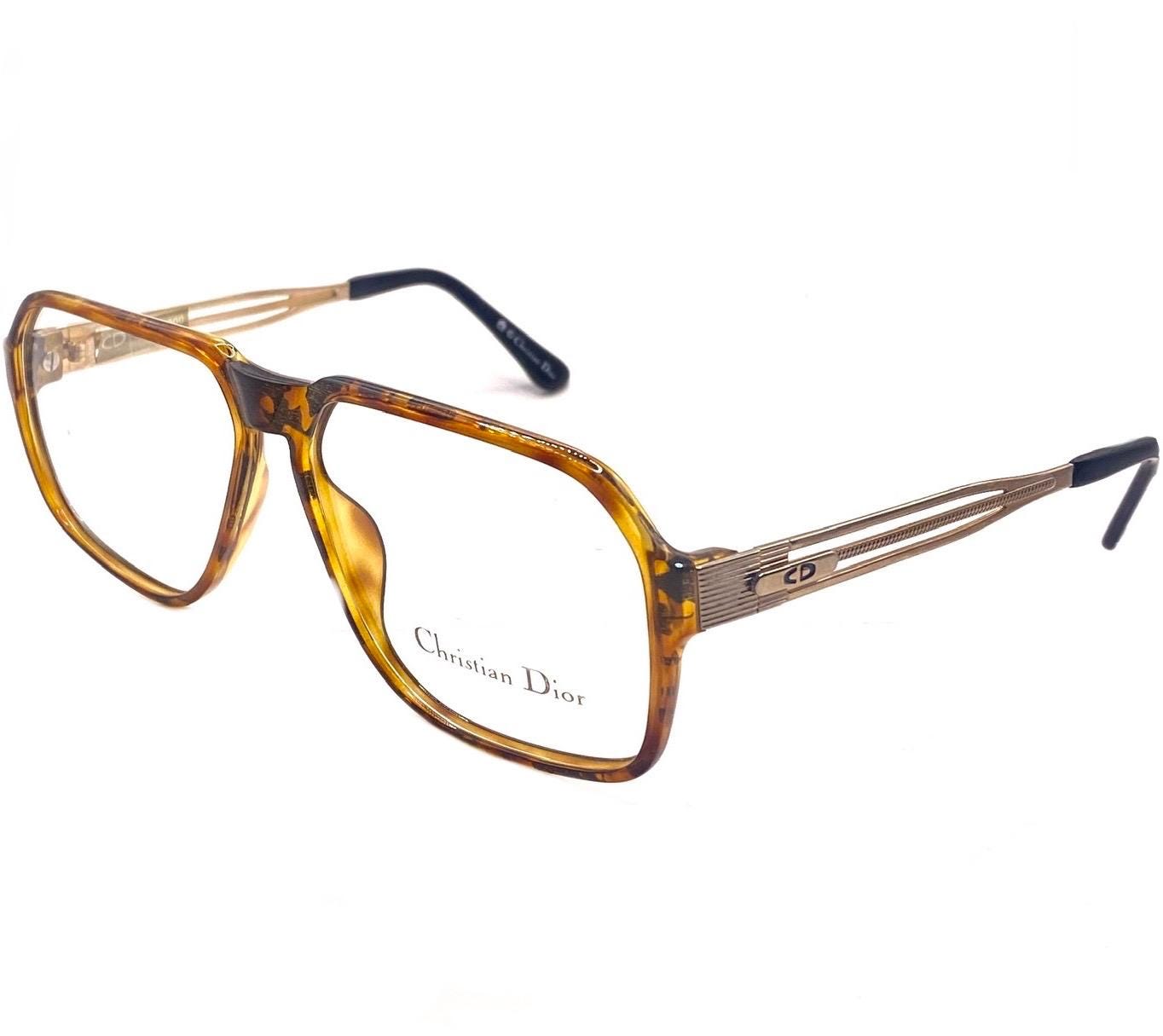 Dior Monsieur 2584 Demi blonde square aviator w golden metal temples NOS 80s Germany