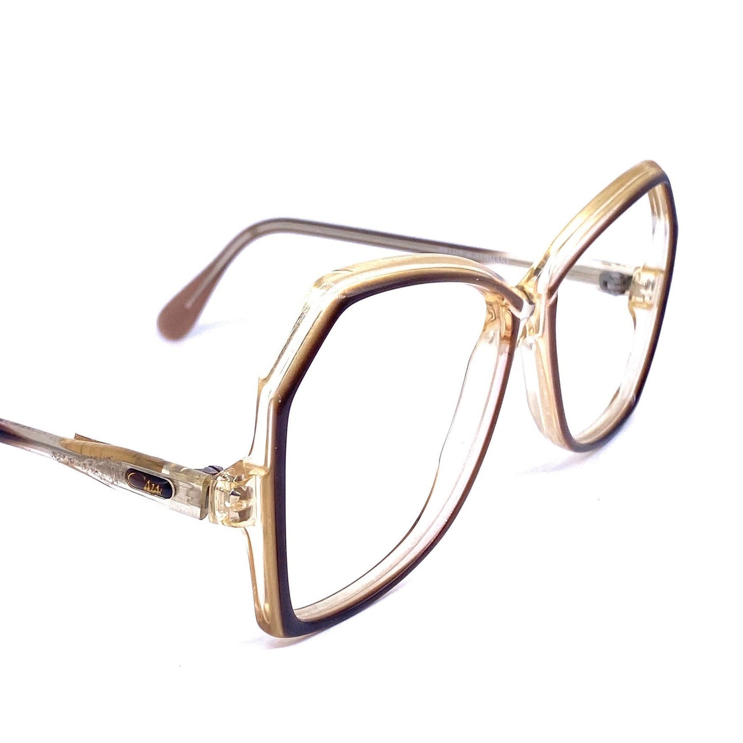 Cazal 151 square oversized clear/brown eyeglasses frames, 80s W.Germany NOS