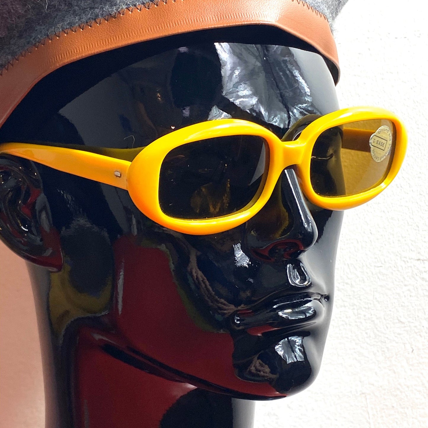 1960s NOS colorful Mod oval sunglasses with square lenses cut, coming in pink or yellow