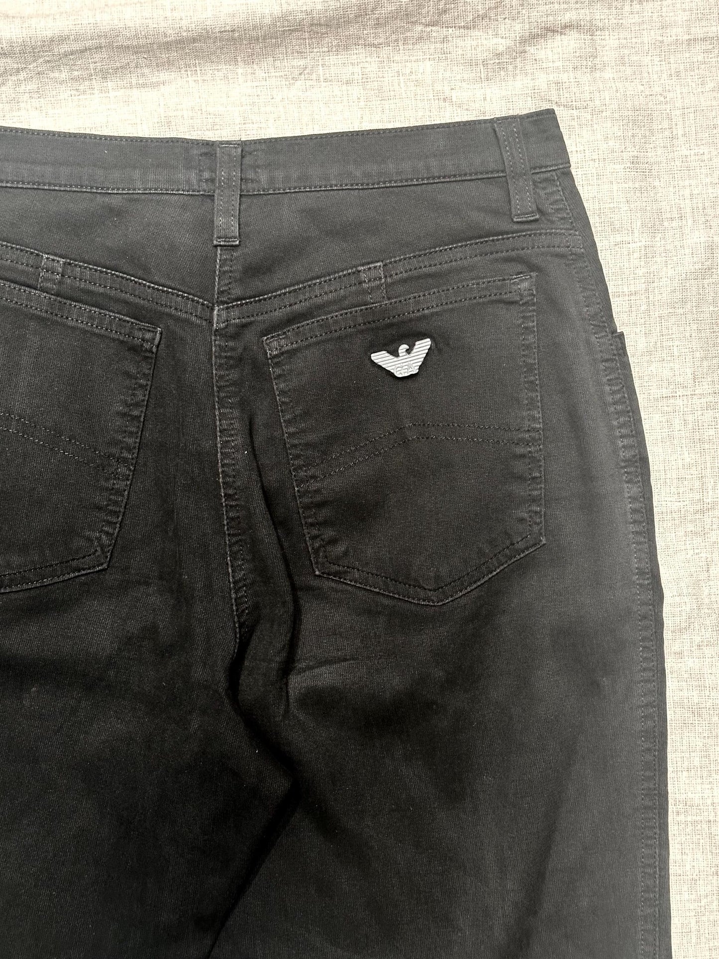 Armani Jeans Black Light Cotton Trousers size 30 90s