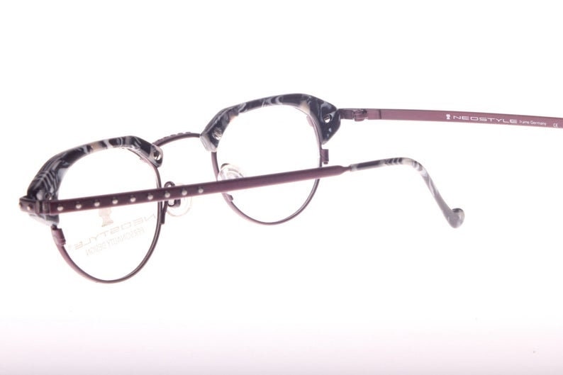 Neostyle Forum p3 modernist glasses w purple titan & Black pearl white brows, NOS 90s Germany
