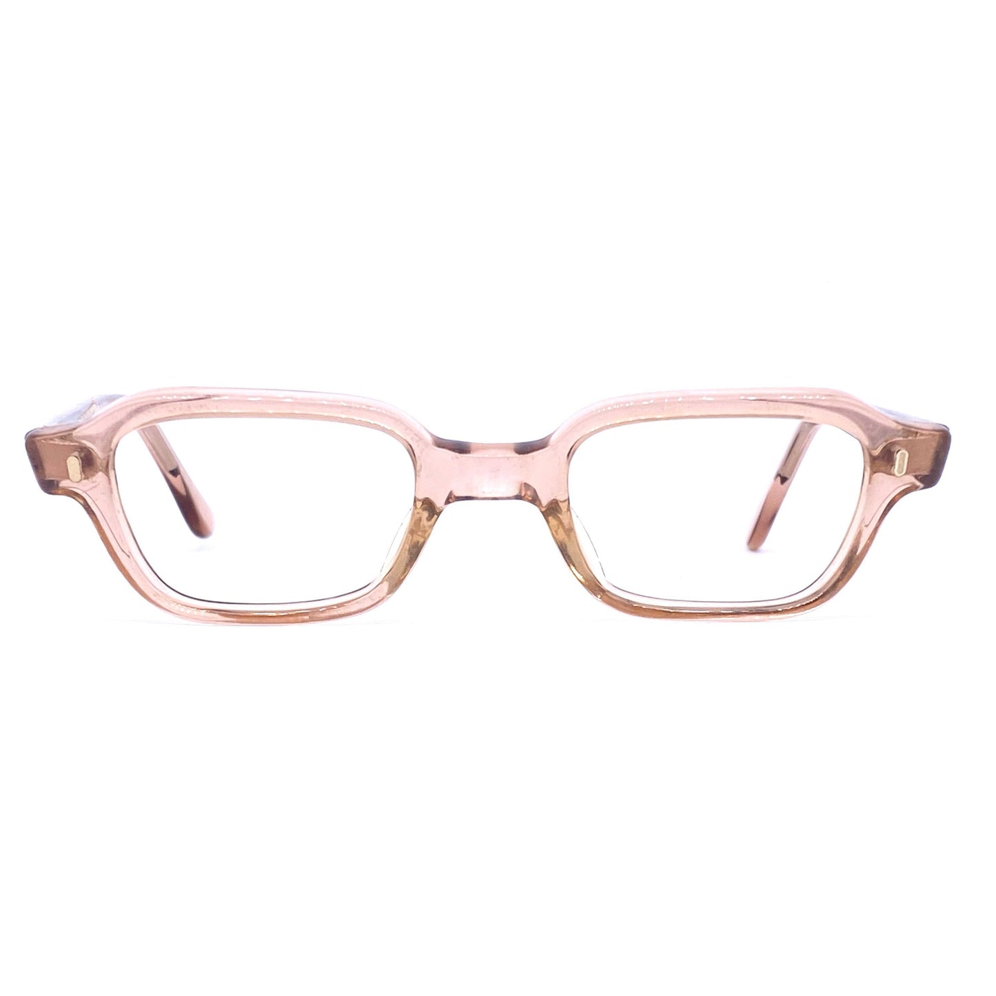 Röhm 1940s translucent pink square/rectangular  kids glasses frames, NOS in 3 sizes.