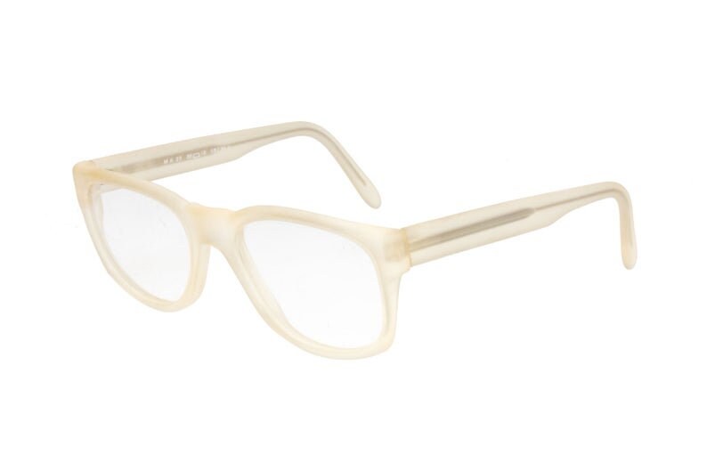 Michel Klein square frosted glasses frames in blue or clear colors, NOS 1980s hand Made in France