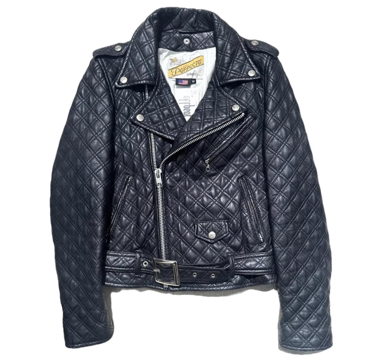Schott X Swildens Ltd edition matelasse chiodo rocker - biker lambskin leather jacket ladies sz M