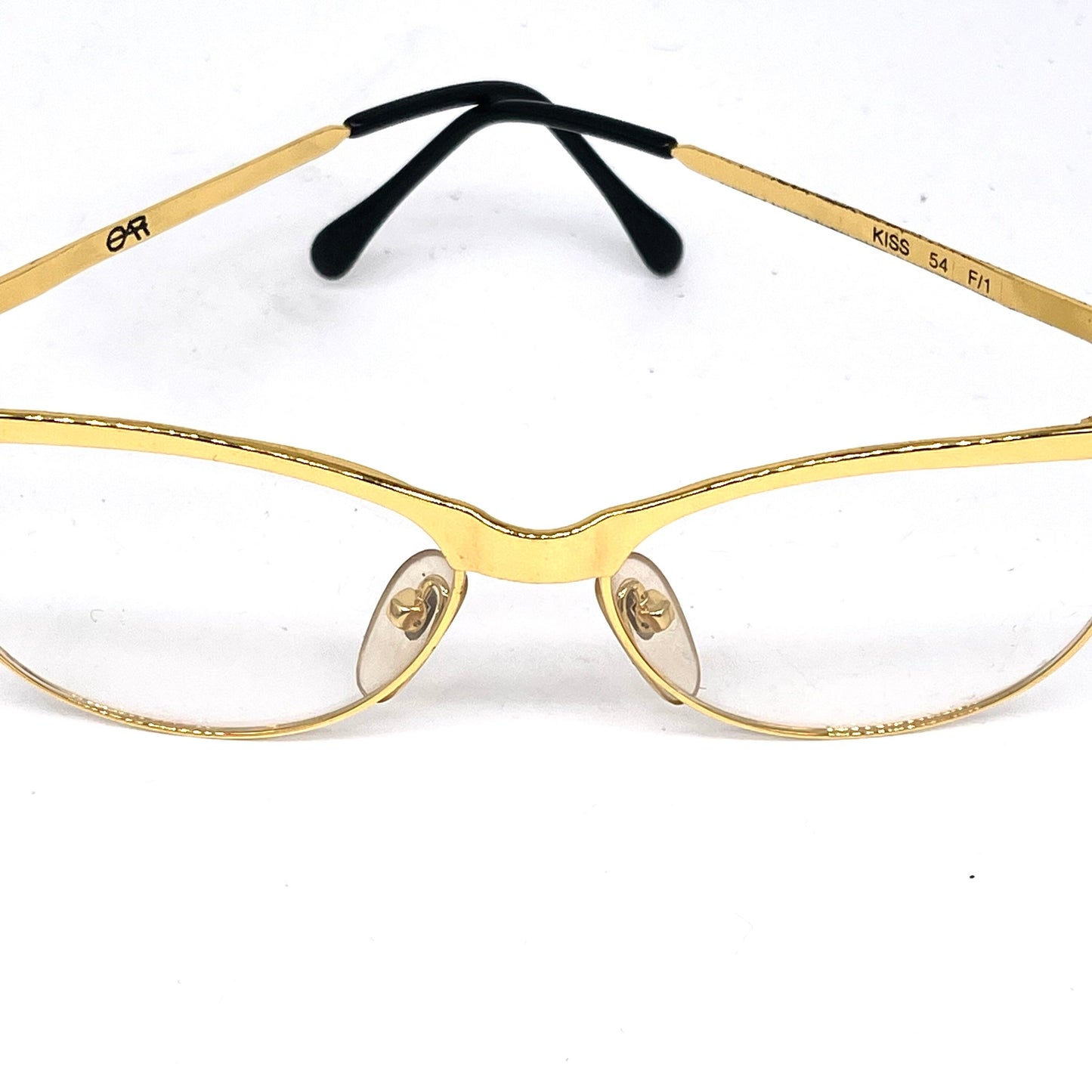 OAR golden metal cateye eyeglasses frames hand made in Italy, 1980s NOS