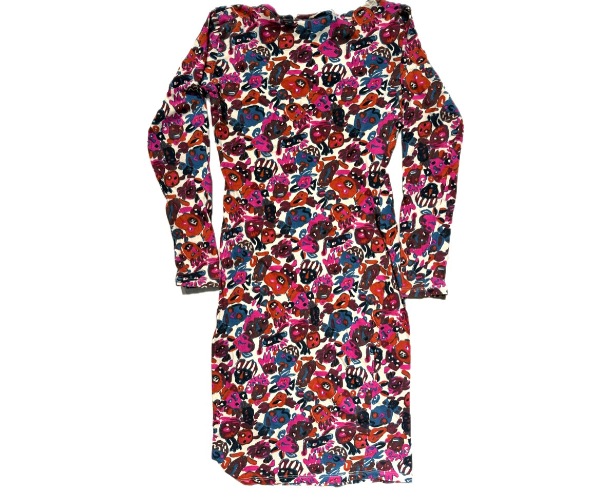 Jean Paul Gaultier colorful abstract allover pure cotton dress, ladies sz 42, perfect condition