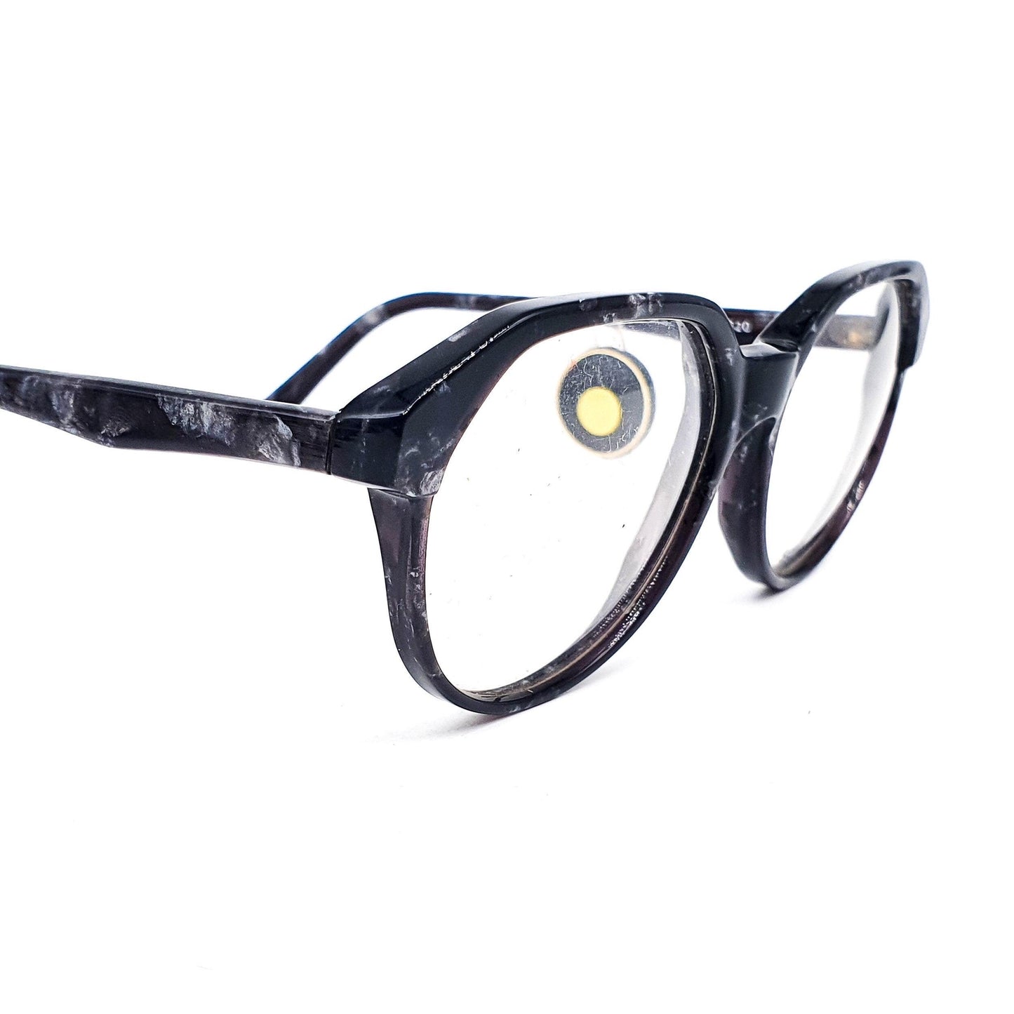 Sonia Rykiel cool black marbled panto flat brow glasses frames hand made in France 80s NoS