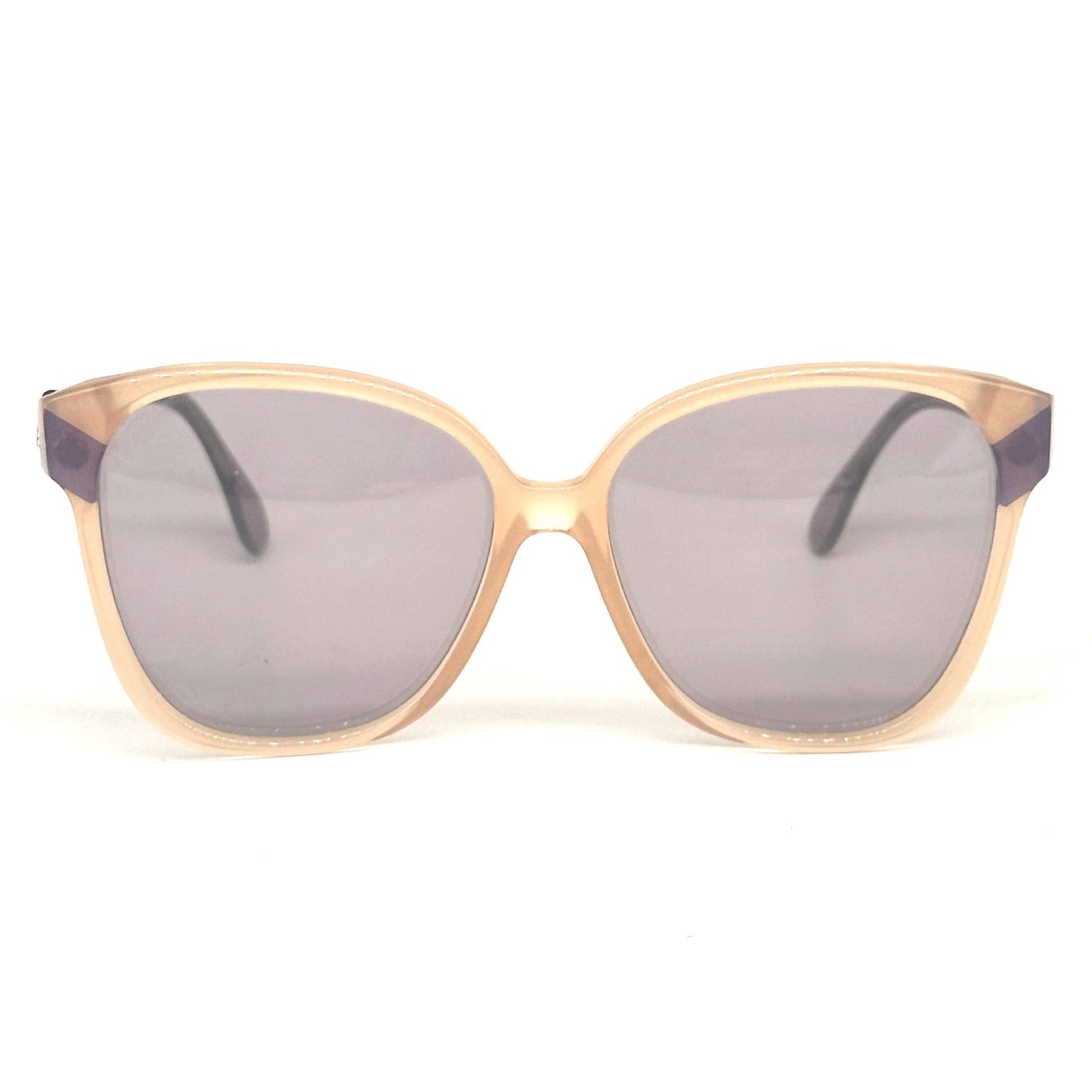 Silhouette 3023 cream and purple clear oversized sunglasses with purple diagonals on the sides, 1980s NOS Austria