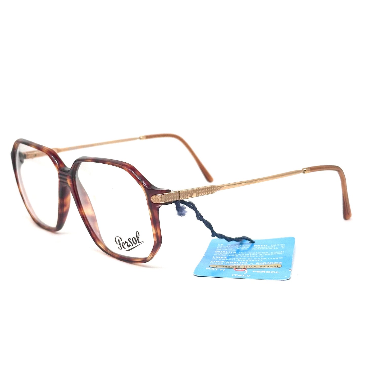 Persol Ratti 9102-B square tortoise eyeglasses w golden temples, NoS 80s Italy