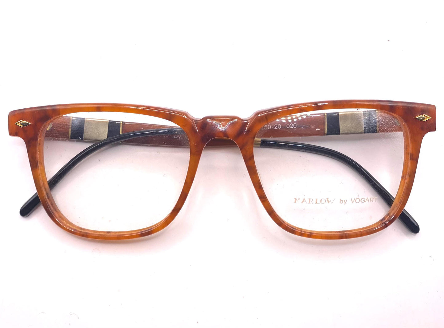 Marlow old school square tortoise frames w golden details. nOS 80s Italy