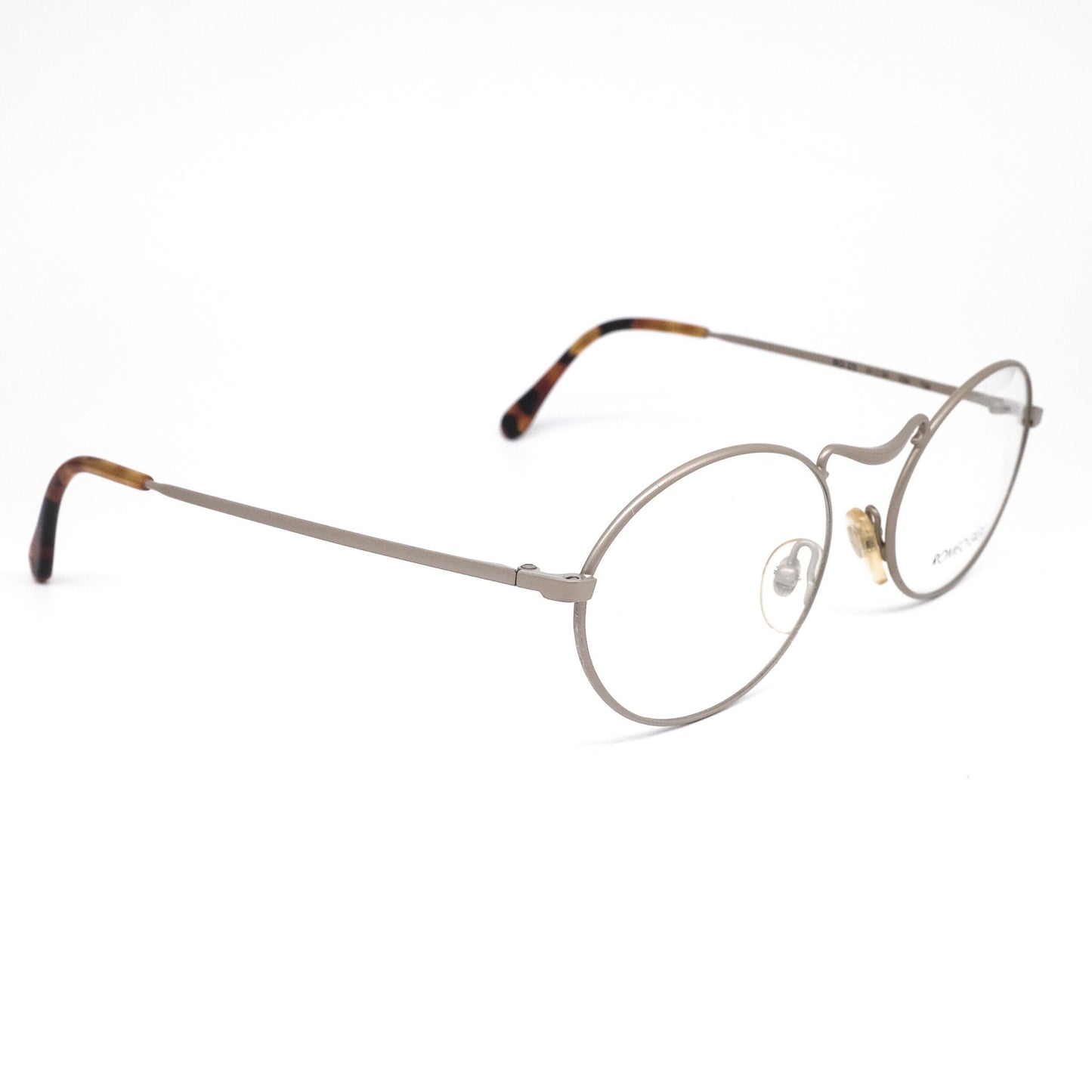 Romeo Gigli RG25 minimal oval shaped matt silver metallic eyeglasses frames, NOS 80s Italy