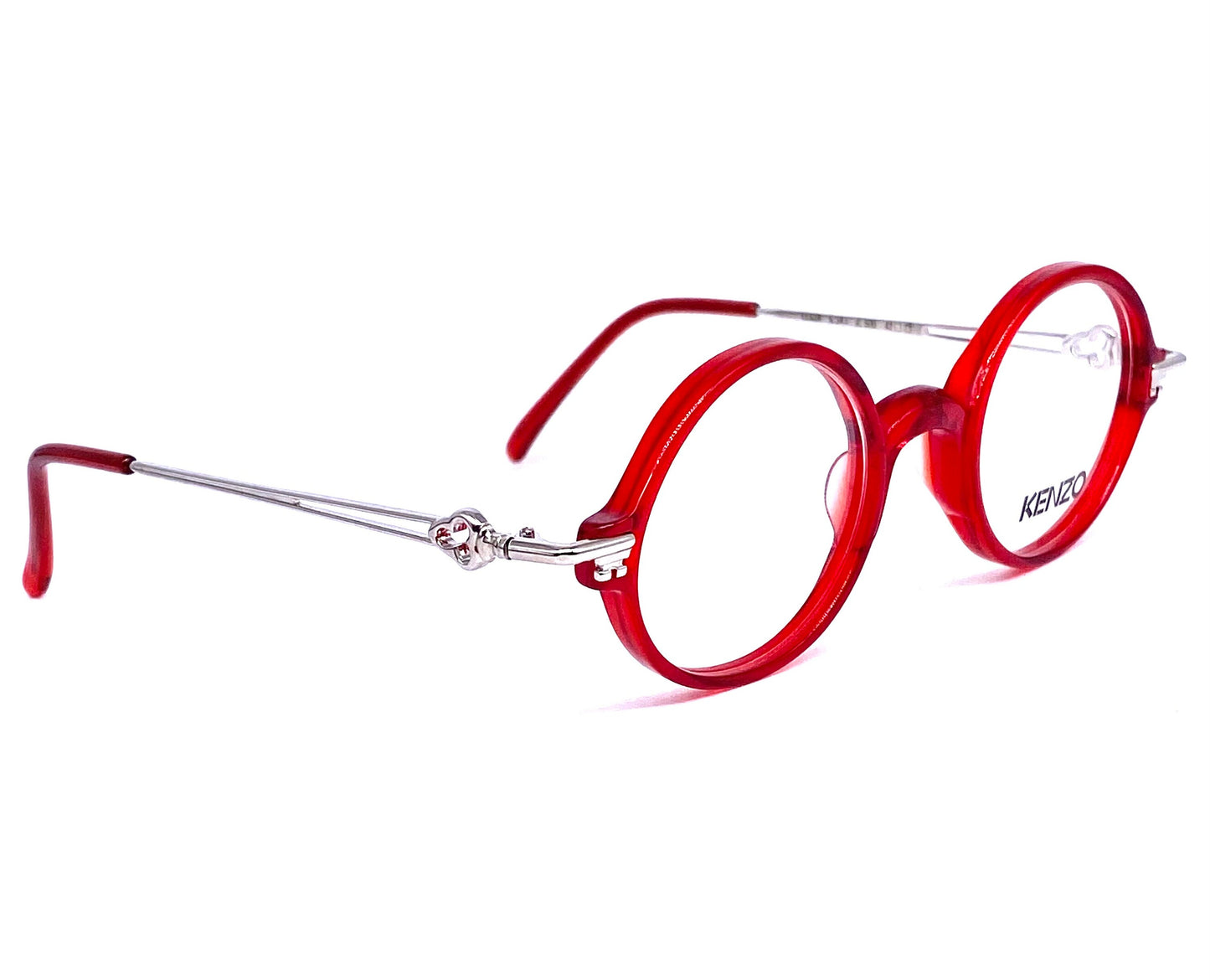 Kenzo Lucia cute round cello eyeglasses frames with key shaped hinges and temples, NOS 80s France