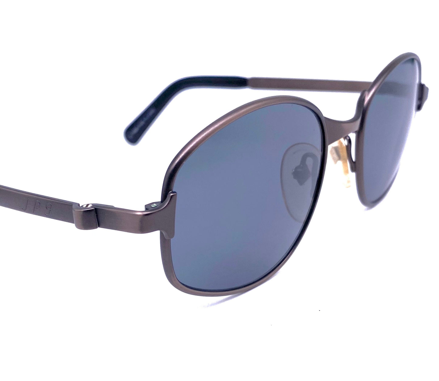Jean Paul Gaultier 56-1179 steampunk sunglasses, oval wrap shape in 2 brushed metal colors, NOS 90s Japan