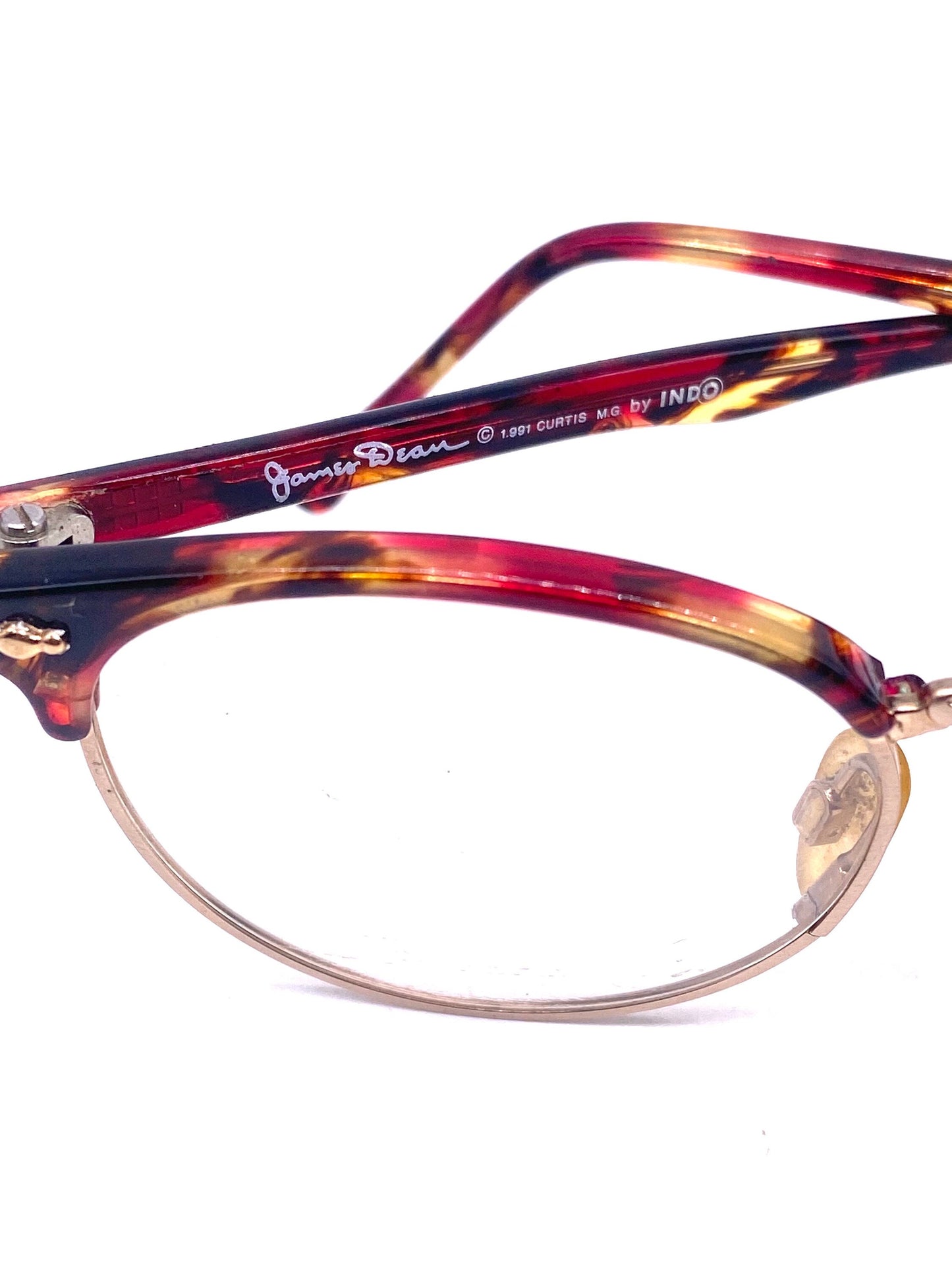 James Dean tortoise/gold panto clubmaster eyeglasses frames made in Spain by Indo, NoS
