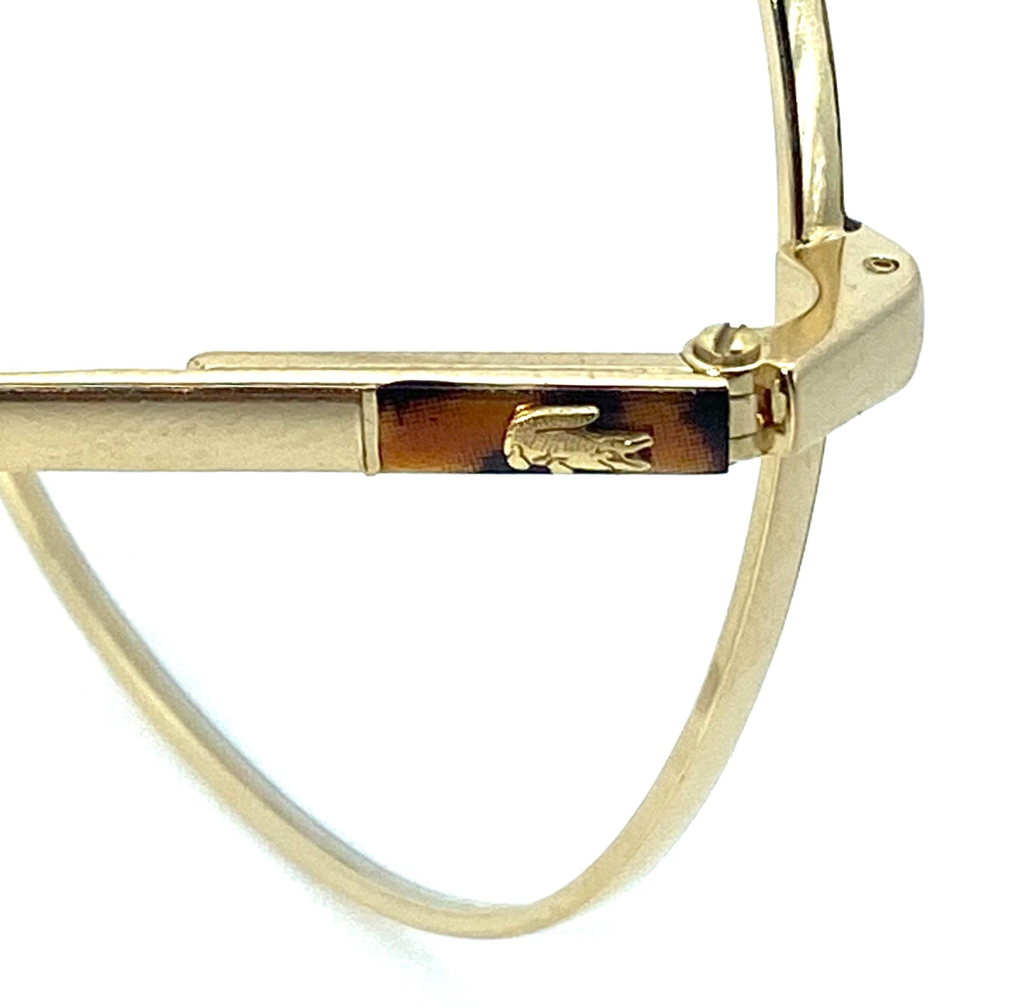 Lacoste dbl bridge golden metal aviator frames w tortoise enameled details, NOS 80s Lamy France