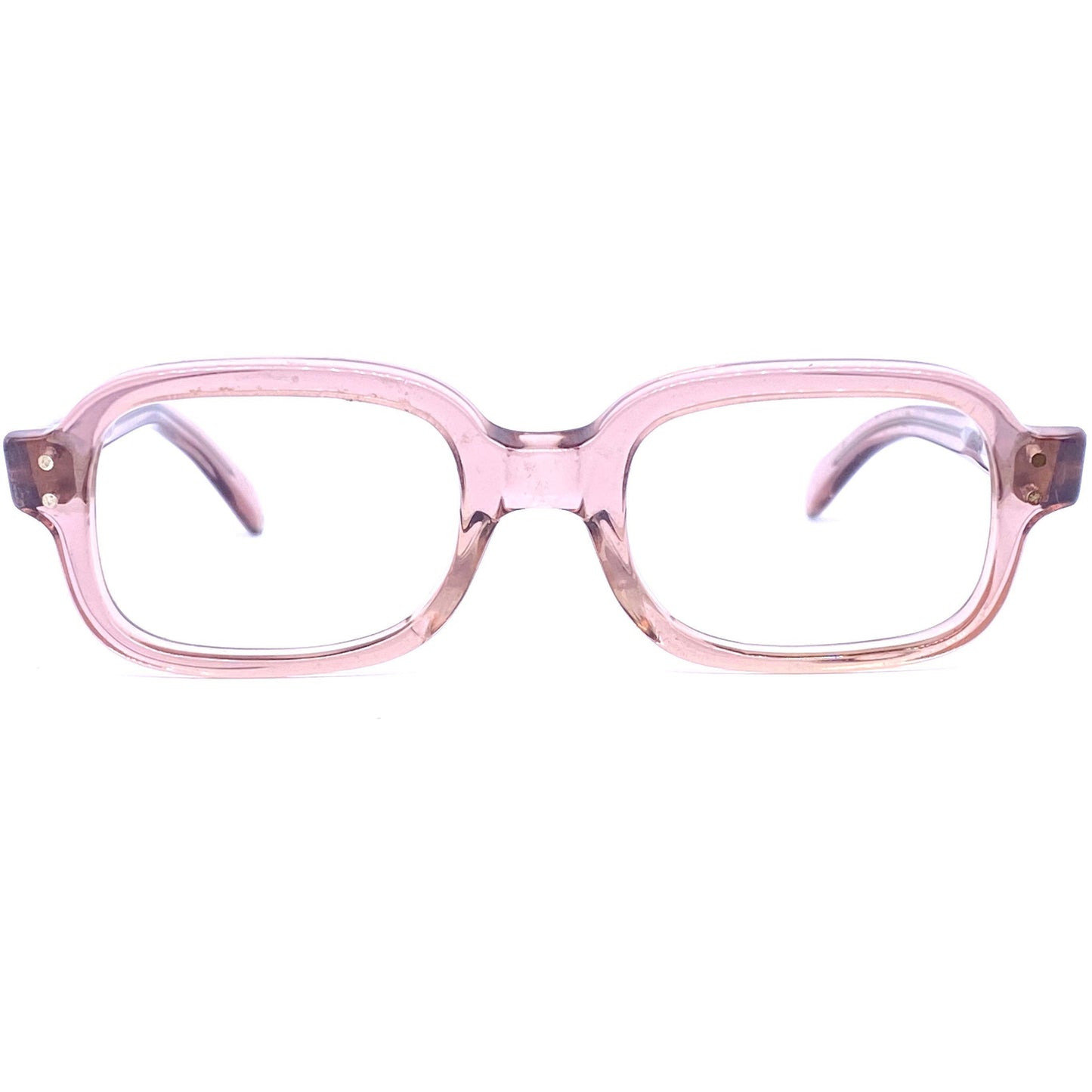 Röhm 1940s translucent pink square/rectangular kids glasses frames, NOS sz 44-18