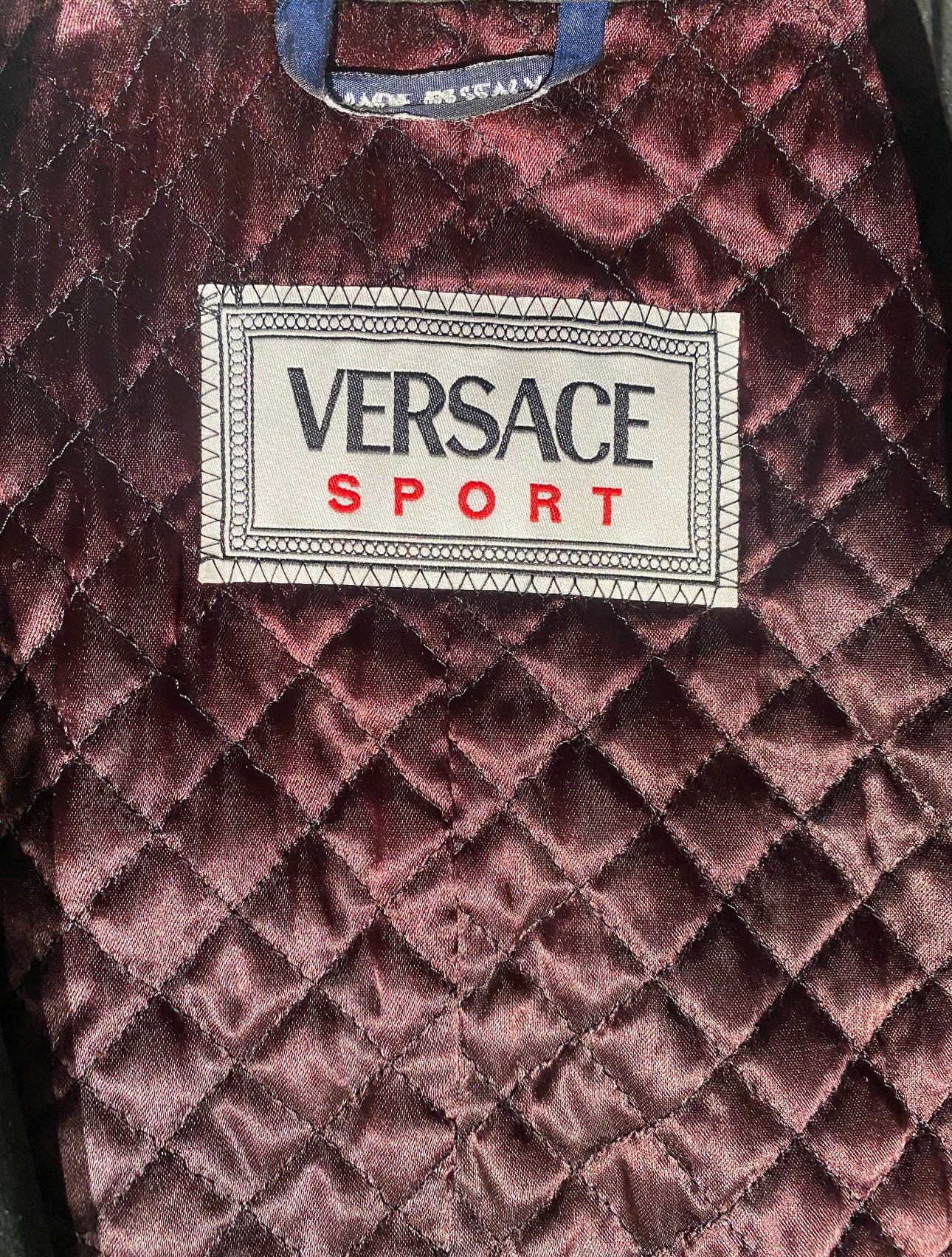 Versace Sport 90s dbl breast black short trenchcoat w golden baroque details