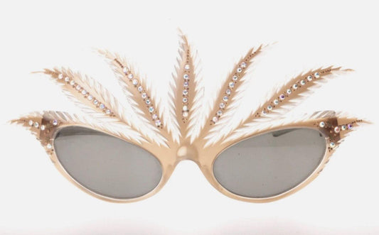 Paulette Guinea One of a kind 1950s Mardi Gras feather sunglasses w strass